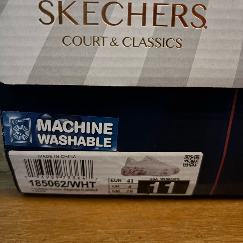 Skechers Women's White and Pink Floral Sneakers - Picture 4 of 5